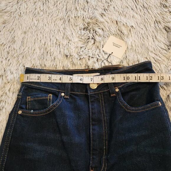 Zara High Rise Flare Leg Denim Jeans Dark Wash Fitted Waist Wide Leg Trousers 4 - Picture 7 of 11